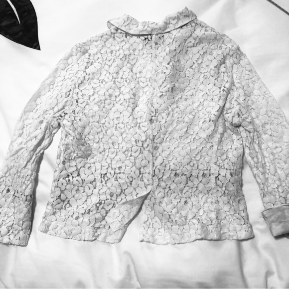 💜3/$30 Material Girl Junior Large White Lace Blazer Jacket - Picture 9 of 15